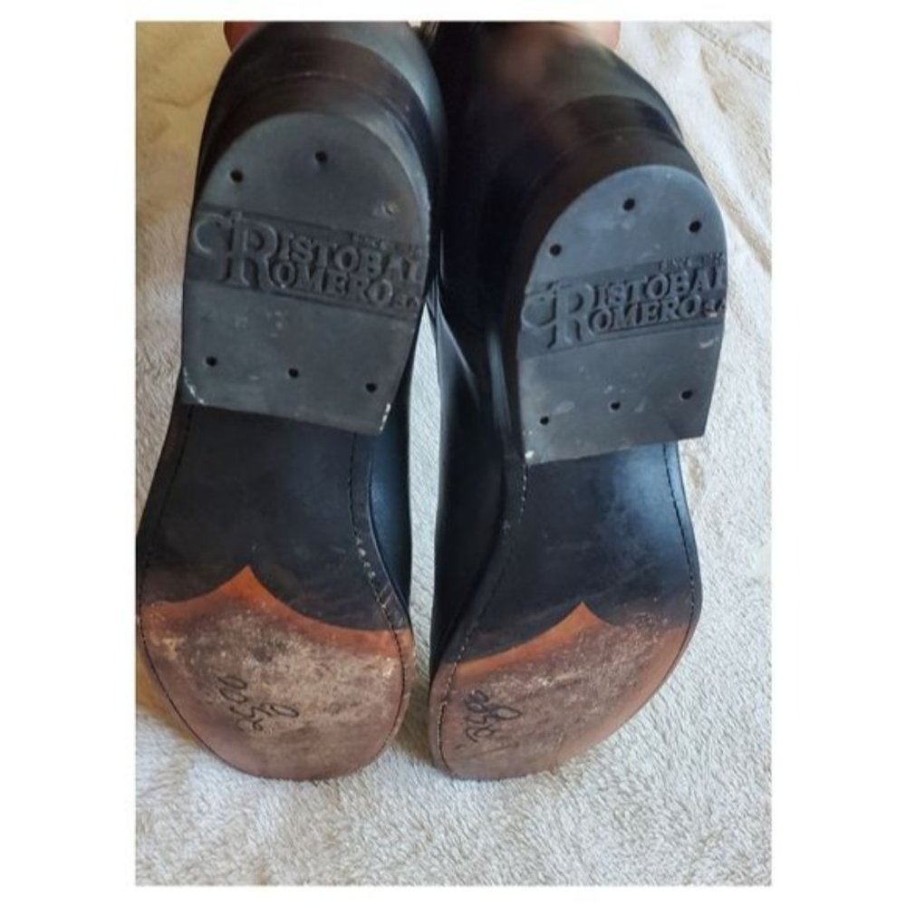 Vintage Chris Romero Men's handcrafted leather western boots size 9.5 color gray - Picture 7 of 11